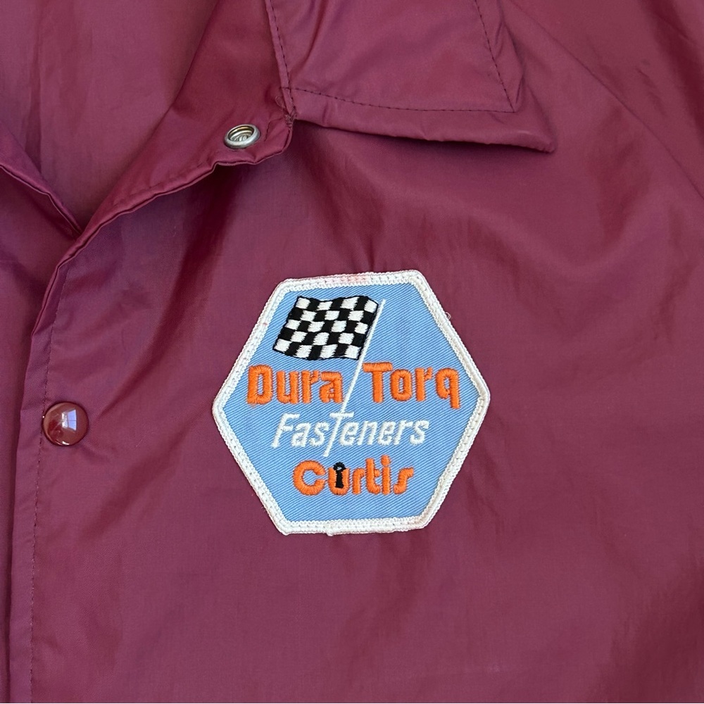 Vintage Chalk Line Dura Torq Fasteners Nylon Coach Jacket Burgundy Men's Medium - Picture 2 of 11
